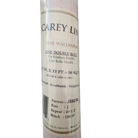 Wallpaper 2 New Rolls Carey Lind Pink White Textured Tropical 112 SQ FT Total - Picture 4 of 16